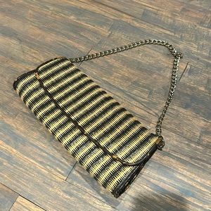 LOFT Brown + Beige Wooden Chain Hand Purse